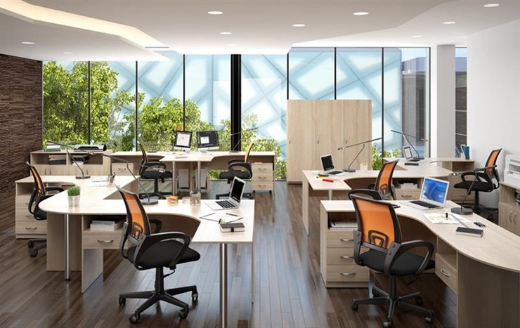Офисный набор мебели SIMPLE с эргономичными столами и шкафом в Сарапуле - изображение 3